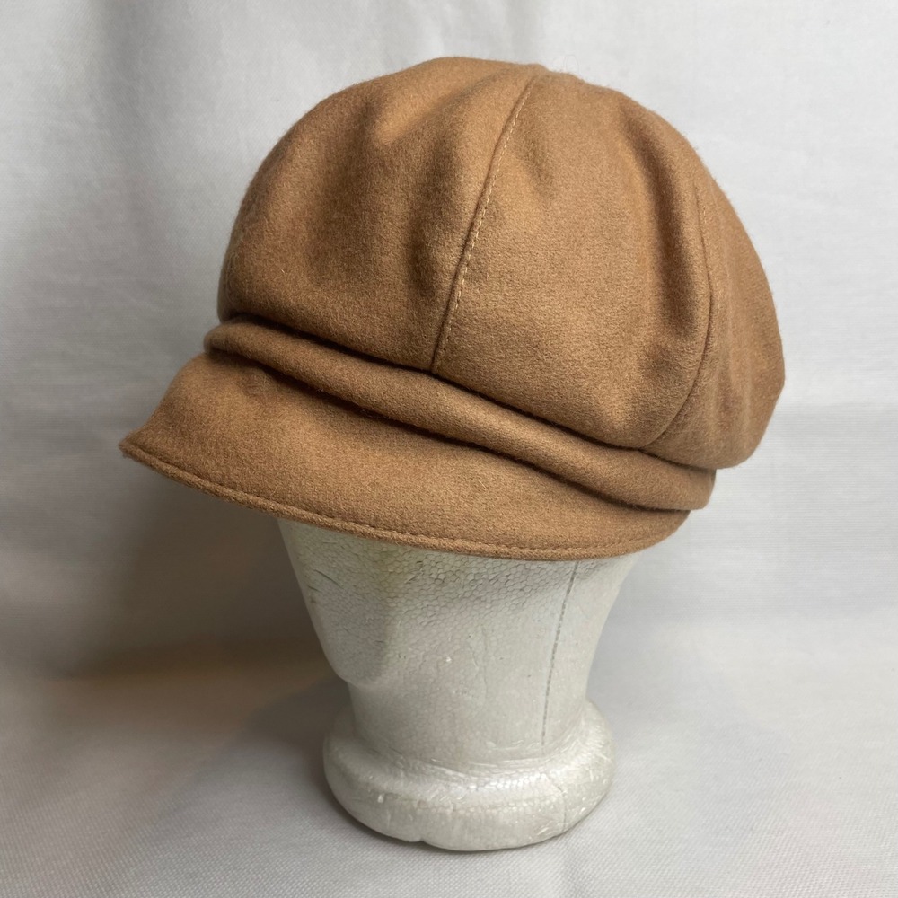 Vintage Nordstrom Camel Brown Wool Newsboy Cap OSFM Curved Brim Made n Italy Hat